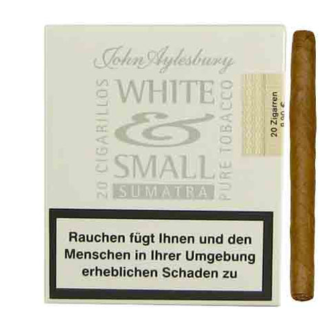 John Aylesbury White & Small Zigarrenpackung mit 20 Zigarren und Warnhinweis zum Rauchen in deutscher Sprache