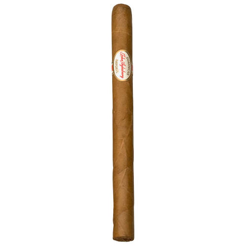 John Aylesbury Santo Domingo Panetela Zigarre mit hellbraunem Deckblatt und elegantem Band auf weißem Hintergrund