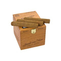 John Aylesbury Jacob van Meer Mini Robusto Zigarren auf offenem Holz-Kistchen liegend in natürlicher Umgebung