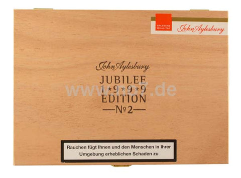 John Aylesbury Jubilee Edition 1999 Nr. 2 Corona Tubos AT Zigarrenkiste aus Holz mit Markenlogo und Warnhinweis