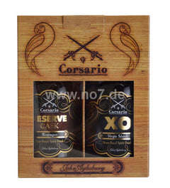 Corsario Twin-Set - John Aylesbury 0,4l Holzverpackung mit zwei exklusiven Rumflaschen aus Nicaragua und Virgin Islands