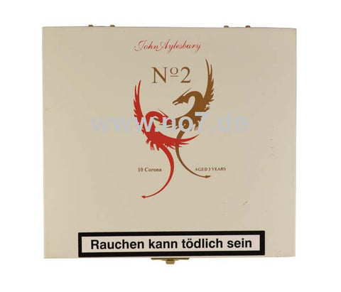 John Aylesbury RESERVA No 2  Corona Zigarrenkiste mit elegantem Design und Warnhinweis zum Rauchen