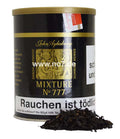 John Aylesbury 777 Tabakdose mit losem Tabak davor und Warnhinweis Rauchen ist tödlich.
