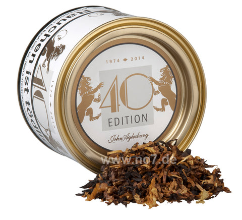 John Aylesbury Jubiläumstabak 40 Years Edition (100g) Dose mit offenem Tabak und edlem Design zum 40-jährigen Jubiläum
