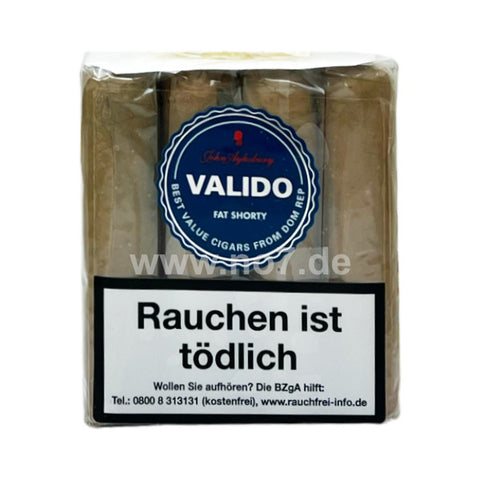 John Aylesbury Valido Fat Shorty Zigarren in Verpackung mit deutschem Warnhinweis Rauchen ist tödlich