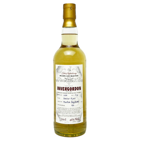 Invergordon 17 YEARS 2005 Single Grain John Aylesbury Private Cask Selection 0,7l Whiskyflasche mit goldenem Verschluss