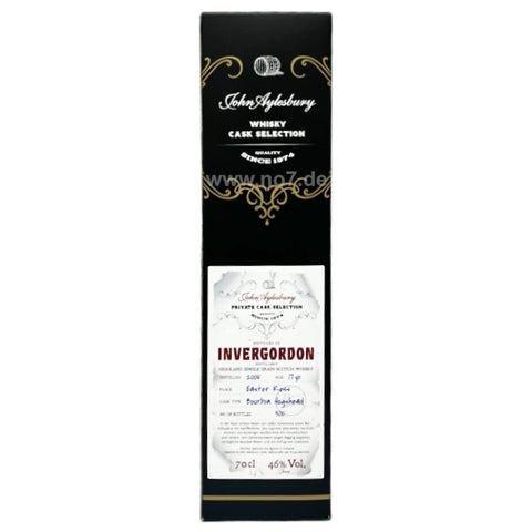 Verpackung des Invergordon 17 YEARS 2005 Single Grain John Aylesbury Private Cask Selection 0,7l Whiskys in edlem Design