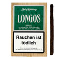 John Aylesbury Longos Brasil (20er) Packung mit 20 Cigarillos und Warnhinweis auf Holzbox und dunklem Cigarillo daneben
