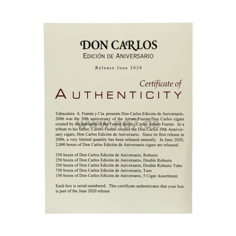 Arturo Fuente Don Carlos Edition de Aniversario Sampler (5er)