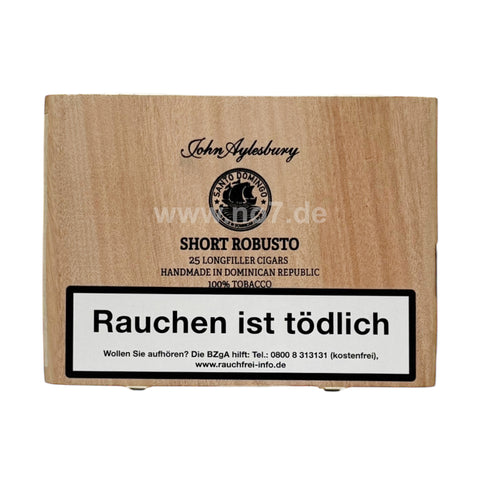 John Aylesbury Santo Domingo Short Robusto NEU Zigarrenkiste aus Holz mit Gesundheitswarnung Rauchen ist tödlich