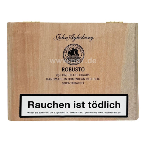 Holzkiste mit John Aylesbury Santo Domingo Robusto Zigarren aus der Dominikanischen Republik, 25 Stück enthalten