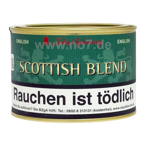 John Aylesbury  Scottish Blend (100g) Tabakdose mit grünem Etikett und deutlichem Warnhinweis Rauchen ist tödlich